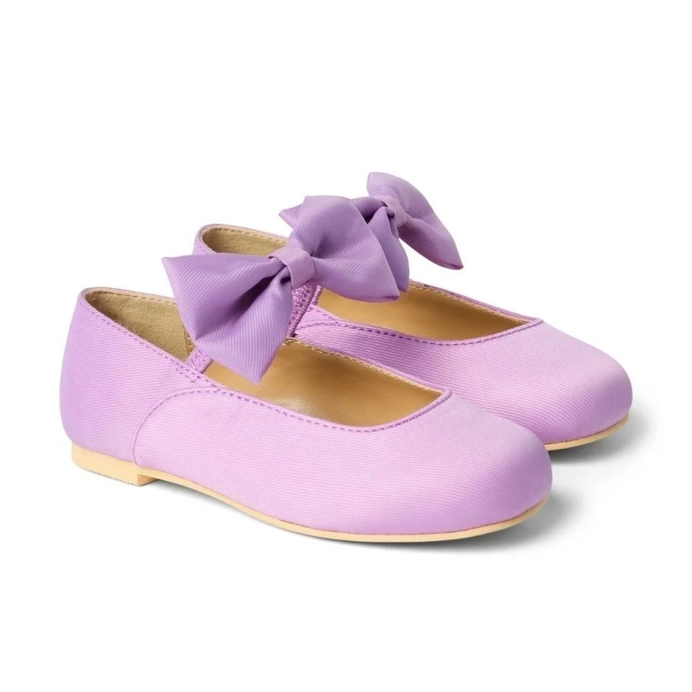 Janie and Jack Girls Lavender Purple Bow Mary Jane Dress Shoes Flats Baby Sz 5us